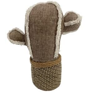 12" Cactus Door Stopper / Bumper Fabric Sand Filled Tan‎ Brown Neutral Decor
